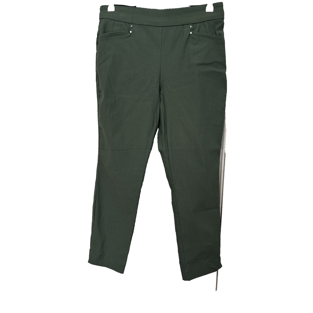 Violets & Roses Women's 10 Green Cropped Pull On Ankle Pants BOHO Travel Resort